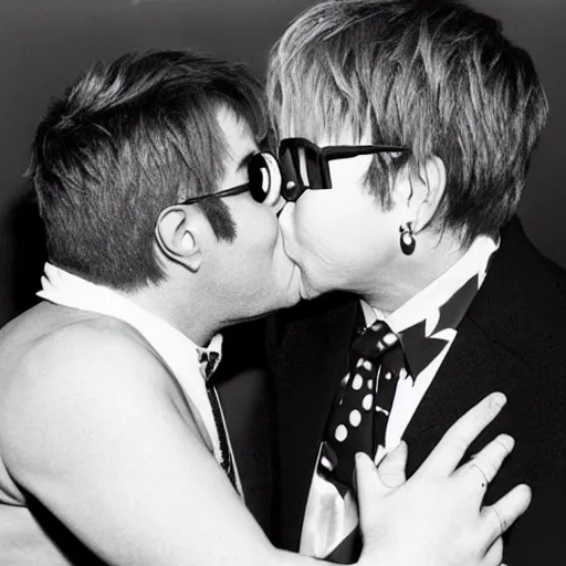 Prompt: obana passionately kissing elton john