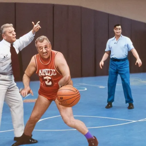 Image similar to rodney dangerfield playing basketball against astronauts on mars