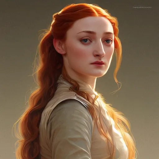 Prompt: portrait of an angry sansa stark telling people to stop making ai paintings of her, intricate, elegant, highly detailed, digital painting, artstation, concept art, smooth, sharp focus, illustration, art by artgerm and greg rutkowski and alphonse mucha and william - adolphe bouguereau