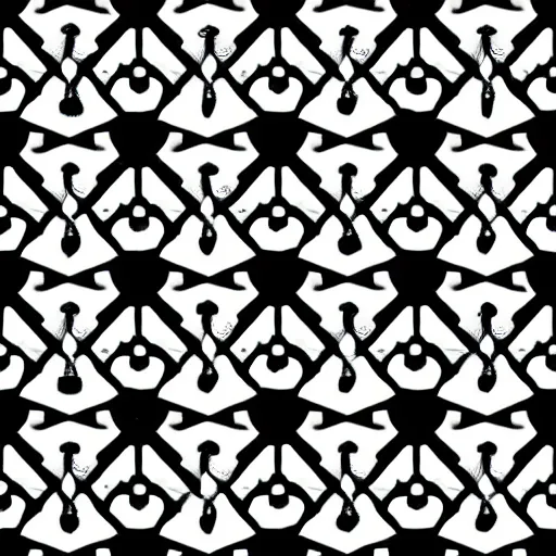 Prompt: a seamless pattern of headphones and dices, black white, in style of m.c. escher, geometric