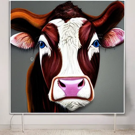 Image similar to cow with cat head , photorealistic photo