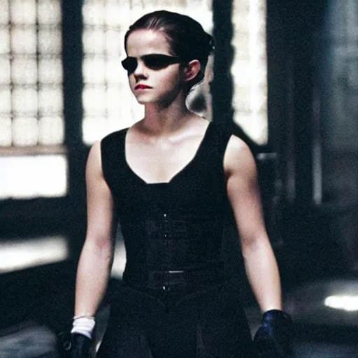 Image similar to Movie still of Emma Watson in Matrix