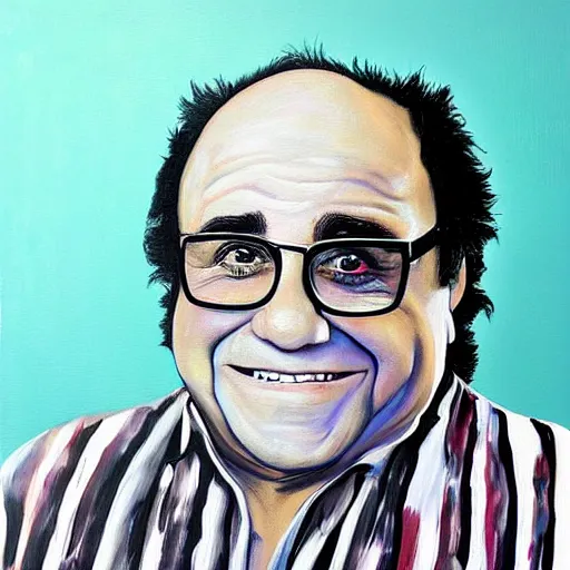 Prompt: A portrait of Danny Devito painted by Danny Devito