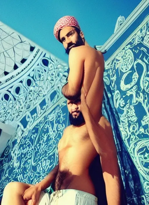 Image similar to the prophet mohammed instagram thirst trap photo shoot, perfect faces