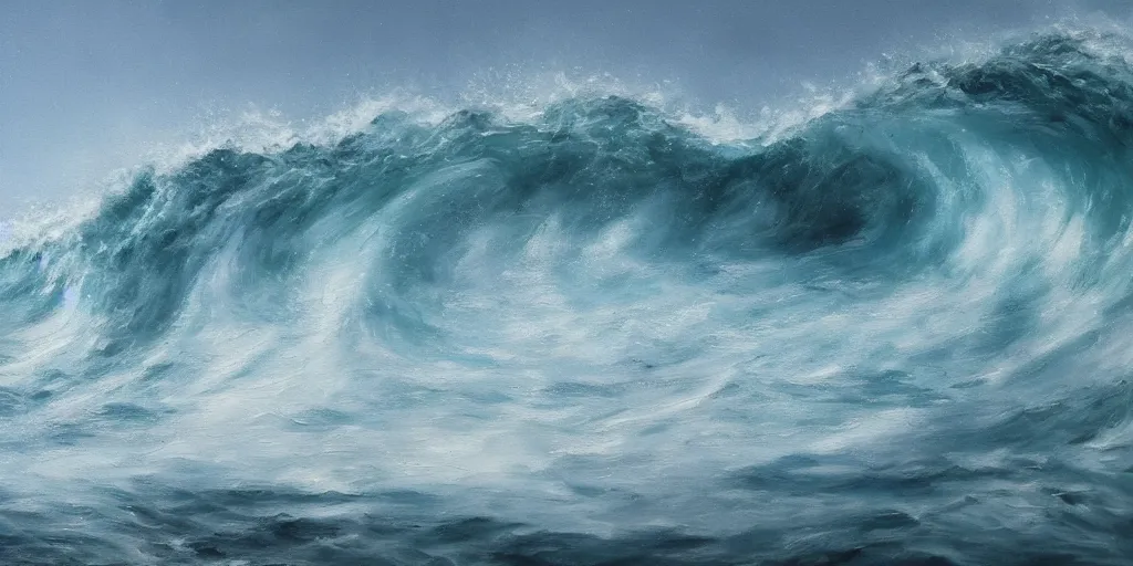 Prompt: a wave, cinematic lighting, beautiful composition, detailed oil painting, hyperrealistic, 8k