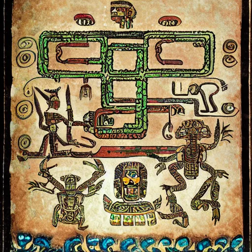 Image similar to Ancient Mayan codex with illustrations of System Shock 2