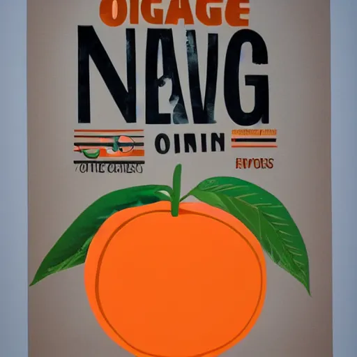 Image similar to a marketing poster of a single orange,