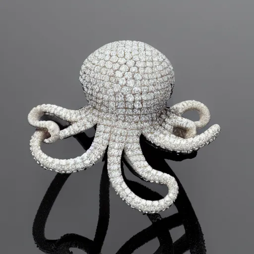 Image similar to hd photo of a octopus ring with diamond and pearls by dior, denoise, deblur