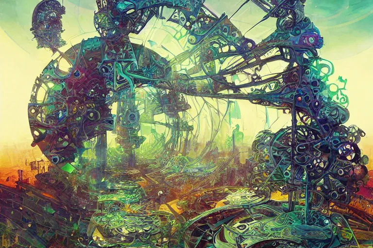 Image similar to a surreal visionary futuristic art piece by ben ridgway and android jones