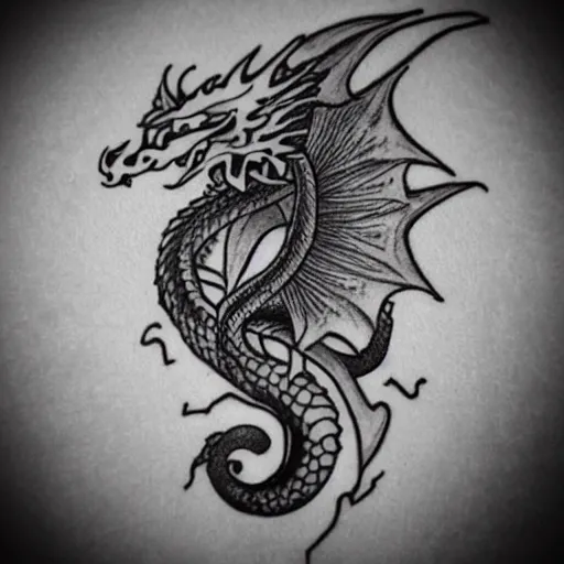 Prompt: “fire breathing dragon, tattoo”