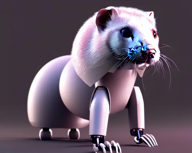 Image similar to futuristic ferret - shaped robot, 3 d octane render, cyberpunk ferret - shaped mechanical robot