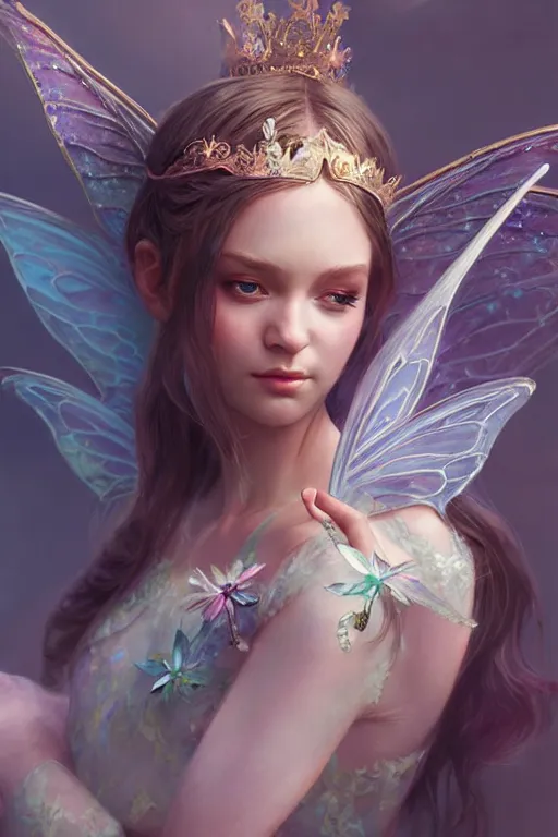 Image similar to fairy princess, highly detailed, d & d, fantasy, highly detailed, digital painting, trending on artstation, concept art, sharp focus, illustration, art by artgerm and greg rutkowski and fuji choko and viktoria gavrilenko and hoang lap