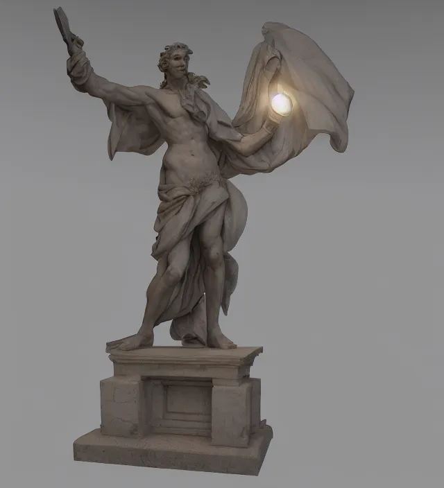 Prompt: renaissance statue, 3 d model, octane rendered, unreal engine 5, rtx reflections, neon glow