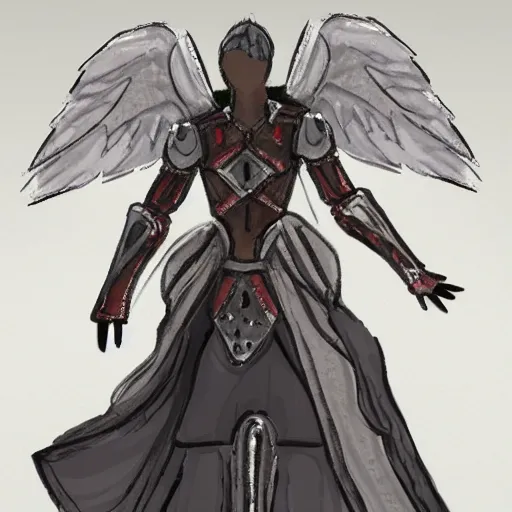 Image similar to angel in armor concept art