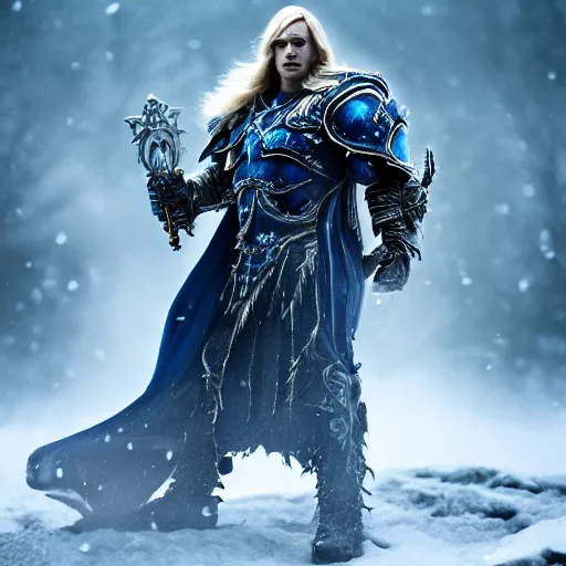 Image similar to arthas menethil movie frame, cinematic, high detail, cinematography, vfx, 8 k