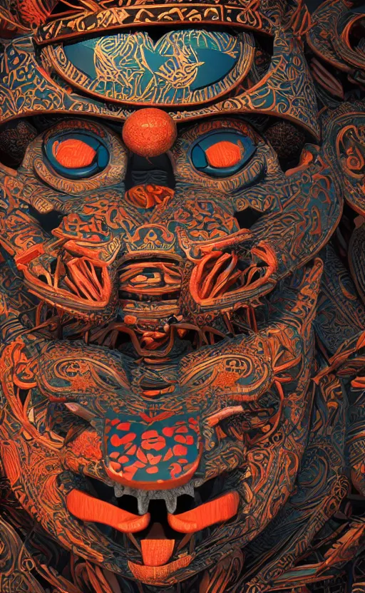 Image similar to a tribal masks, japanese pottery, vivid colors, wood, metal, intricate details, trending on cgsociety, neon background, sharp focus, ultra realistic details, cinematic atmosphere, global illumination, shadows, octane render, 8 k