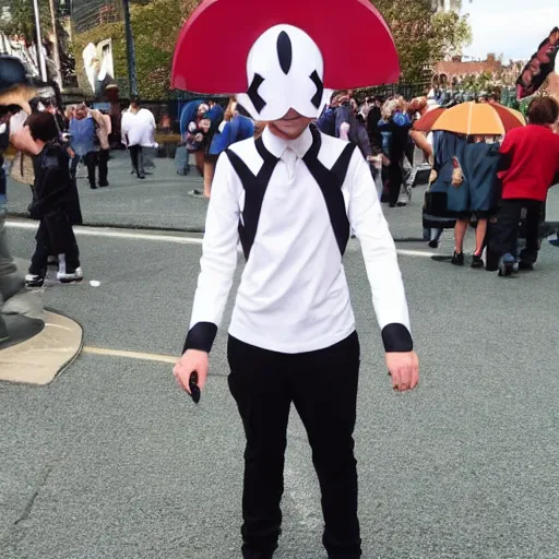 Prompt: Man badly cosplaying a pokemon, photo, trending