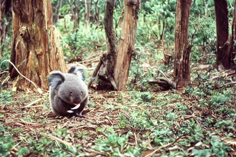 Prompt: a photo of a gravy koala in its natural habitat, kodak ektachrome e 1 0 0 photography