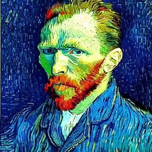 Prompt: Van Gogh at an exhibition of his work, oil painting, high detail