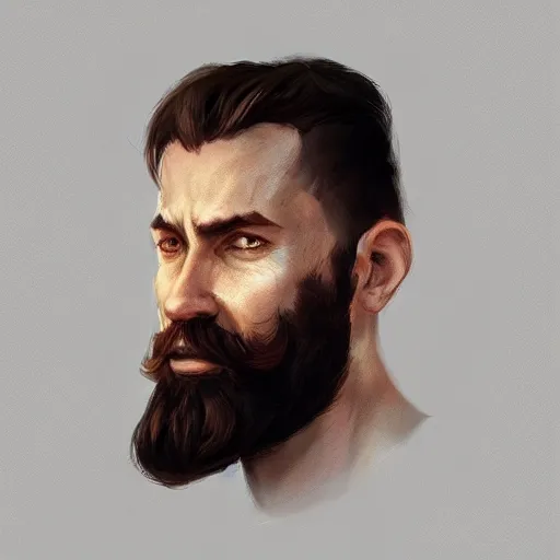 Image similar to a man with a beard is staring at the camera, a character portrait by Mandy Jurgens, cgsociety contest winner, shock art, artstation hq, speedpainting, official art