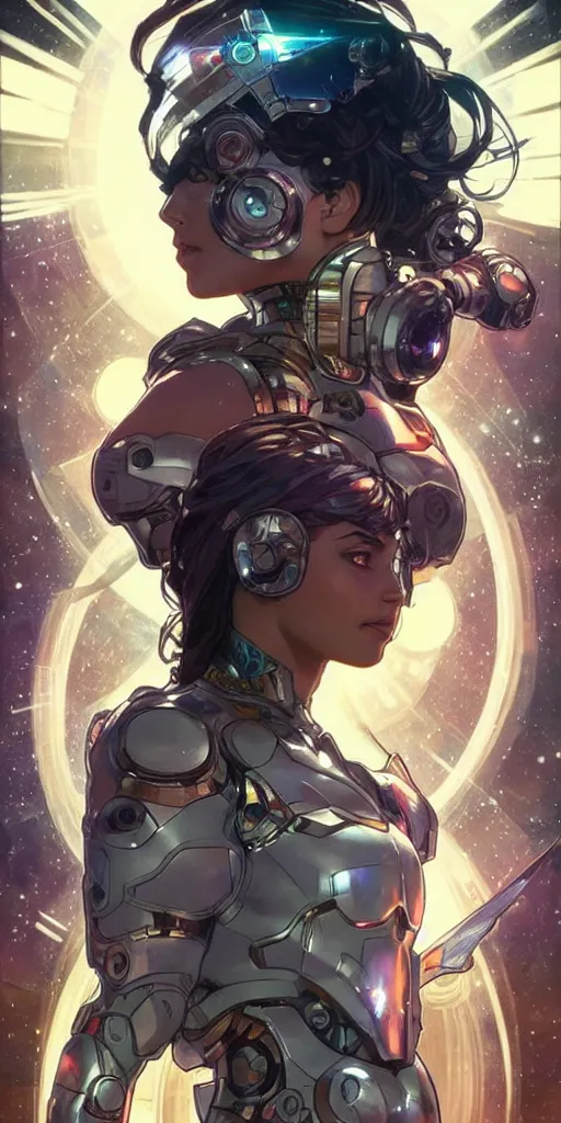 Image similar to cyborg milky way, epic lighting, sketch illustration, ultra detailed, art by artgerm and greg rutkowski and alphonse mucha