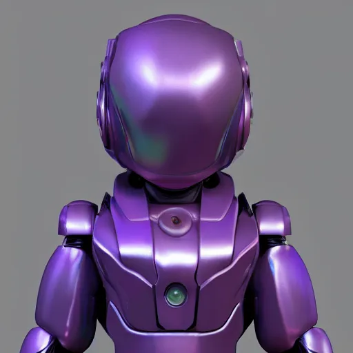 Image similar to portrait of a baby mecha with purple jacket design by fabricio campos and lidia morales, character modeling, toy design, substance 3 d painter, blender, mental ray, zbrush, soft vinyl, maximalist sculpted design portrait, studio photo, 7 0 mm lens, trending in artstation