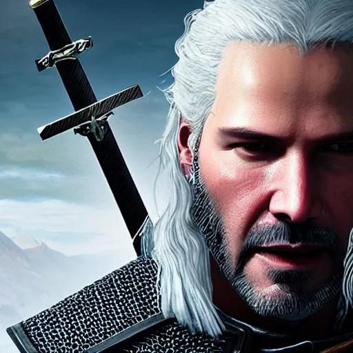 Image similar to Keanu reeves in the Witcher 3 4K detailed super realistic