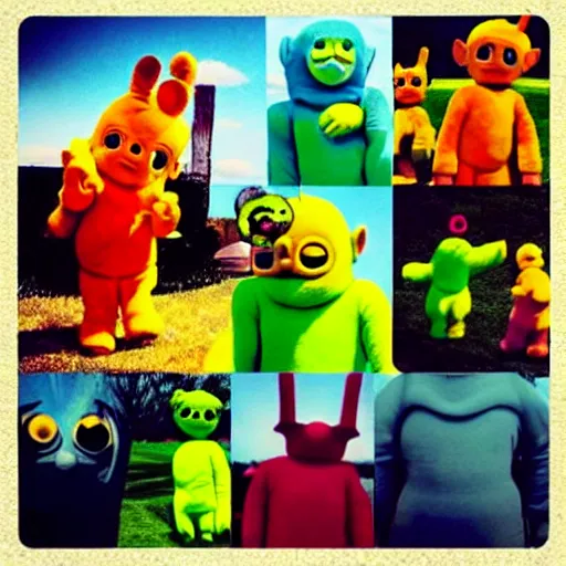 Image similar to teletubbies, got style, creepy, odd, weird, weird, weird, photo