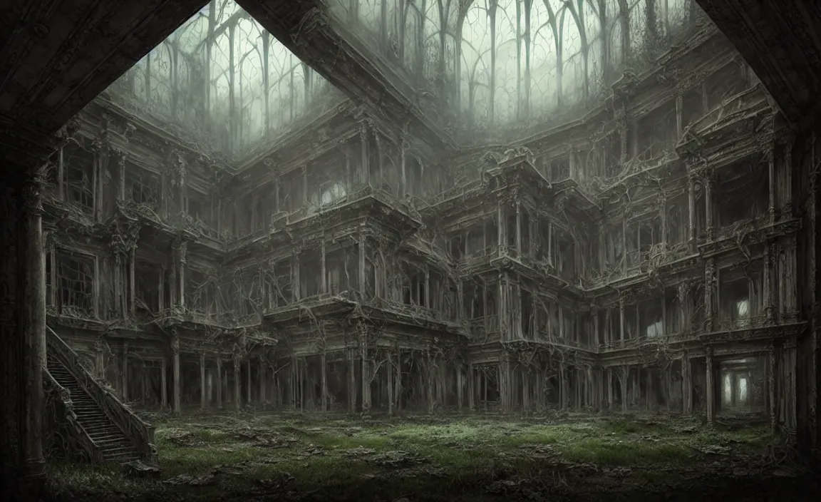 Image similar to epic professional digital art of abandoned ruins, faint taupe moody atmospheric lighting, painted, intricate, detailed, detailed, foreboding, by leesha hannigan, wayne haag, reyna rochin, ignacio fernandez rios, mark ryden, iris van herpen,, epic, stunning, gorgeous, much wow, cinematic, masterpiece.