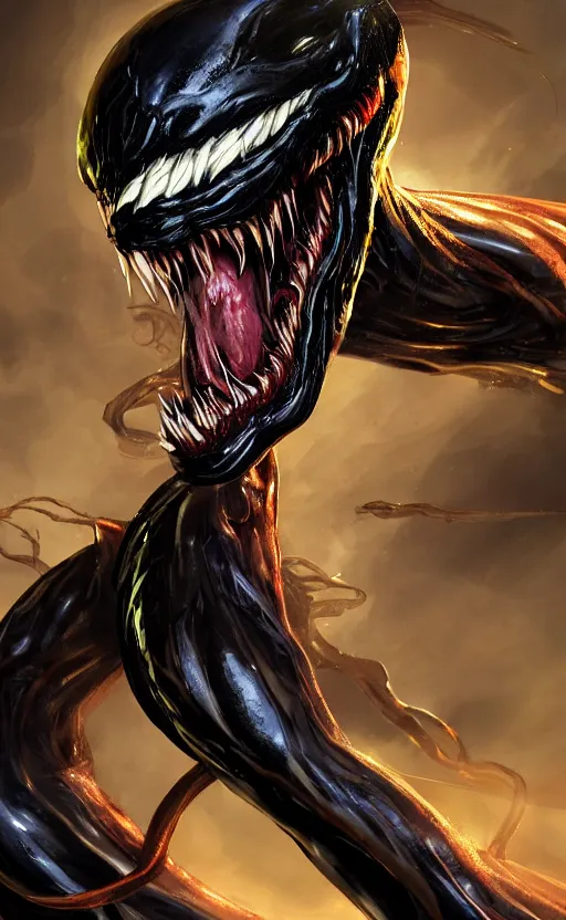 Image similar to venom as the scariest flash, dynamic lighting, fantasy concept art, trending on art station, stunning visuals, creative, cinematic, ultra detailed, ray tracing, sun rays, hyper realistic