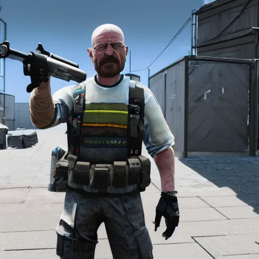 Image similar to walter white as a rainbow six siege operator, 4 k, highly detailed