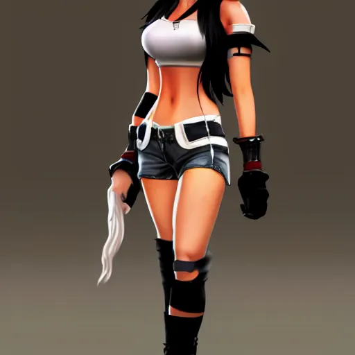 Image similar to full body concept of tifa lockhart, trending on artstation