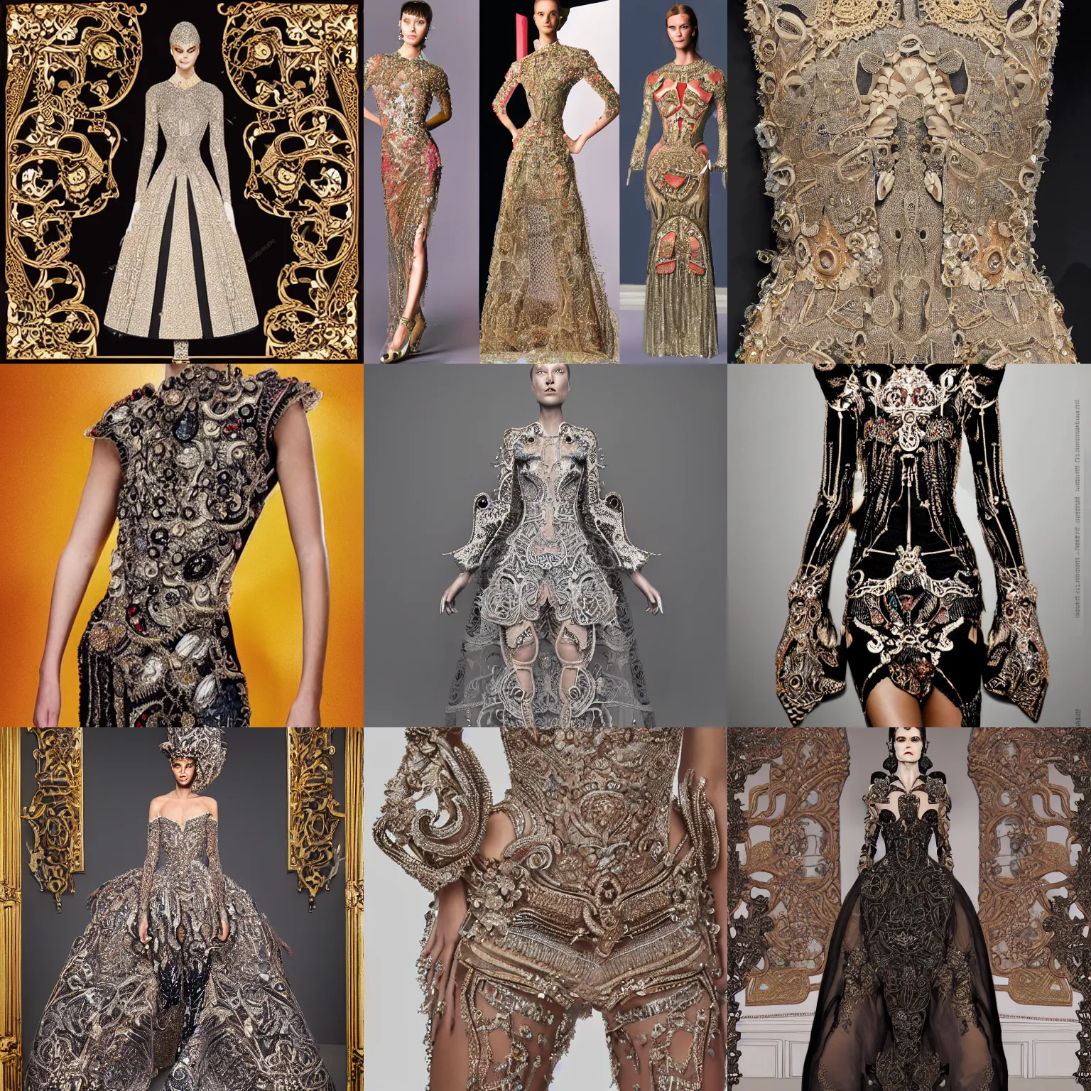 Prompt: haute couture in year 2 0 7 0, intricate, detailed, 8 k, highly ornate