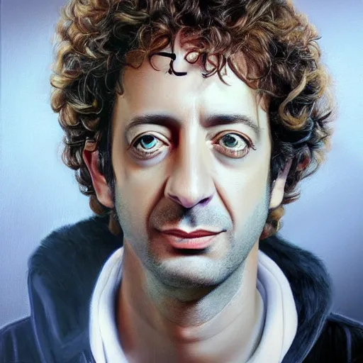 Prompt: Realistic portrait of Gustavo Cerati, Art by Peter Jaworowski