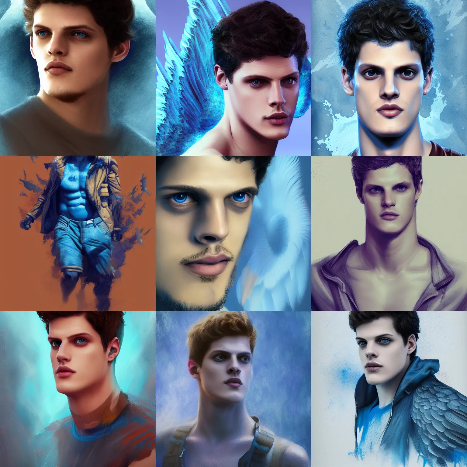 Prompt: Daniel Sharman with blue wings, hyperdetailed, artstation, cgsociety, 8k