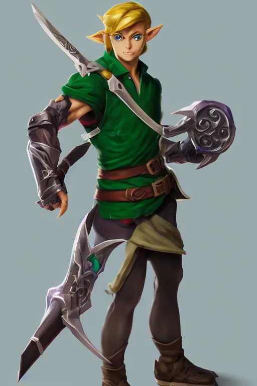 Link striking a menacing Jojo pose , made by Stanley, Stable Diffusion