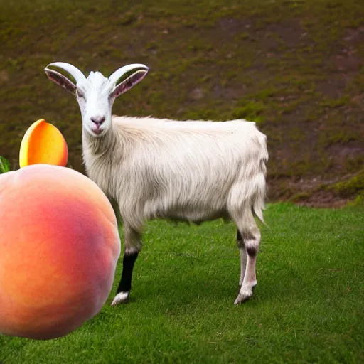 Prompt: a hybrid of a goat and a peach, 8 k, 4 k, professional photography, award winning photo