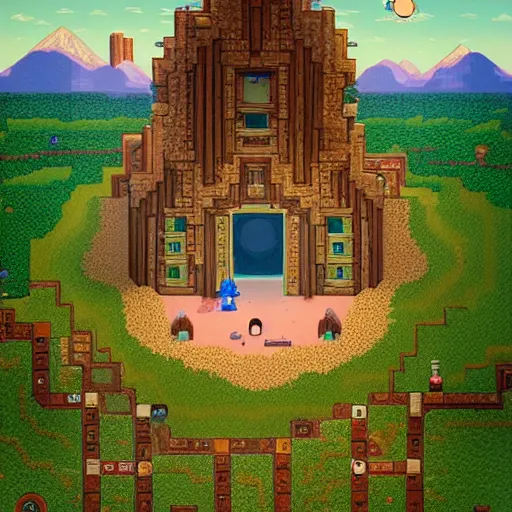 Prompt: a portal to terraria. detailed. rule of thirds. intricate. sharp focus. wide angle. unreal engine 8 k. painting by wes anderson and scott listfield