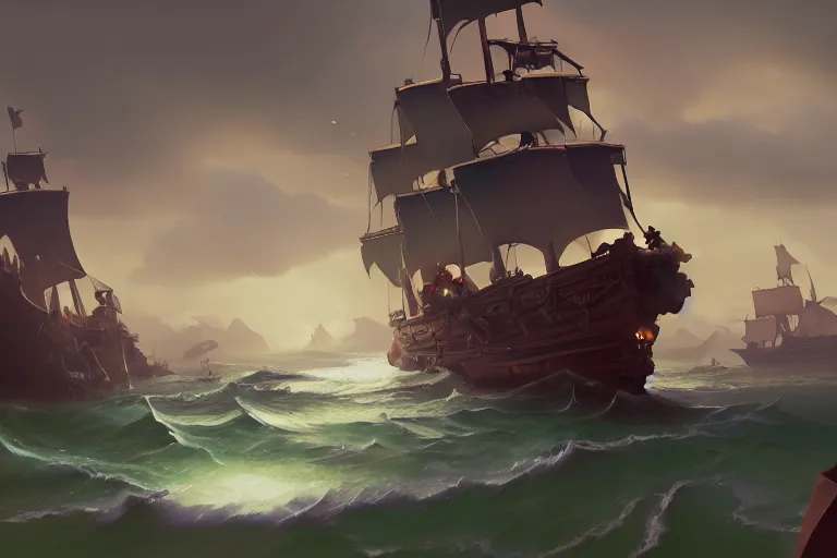 Prompt: pirate fired from a cannon sea of thieves, fantasy, digital painting, volumetric light, intricate, sharp, focus, bloom, illustration, highly detailed, concept art, matte, ruan jia, randy vargas, greg rutkowski