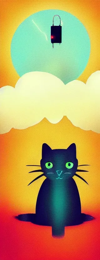 Prompt: “ lonely cat holding laser gun floating in clouds, digital art, super aesthetic, art station, cartoon novel style ”