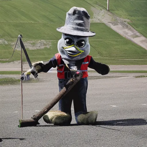 Image similar to pepe the miner as mascot