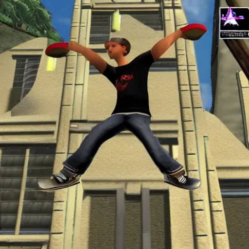 Image similar to tony hawk's pro yo yo tricks, screenshot from playstation 2 game