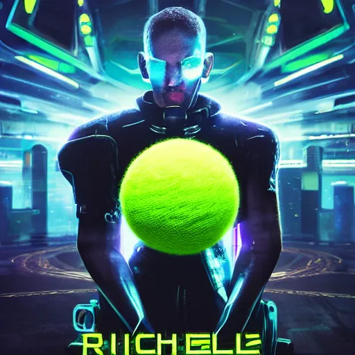 Image similar to high quality 3 d render cyberpunk very tennis ball monster highly detailed, unreal engine cinematic smooth, in the style of blade runner & detective pikachu, hannah yata charlie immer, purple light, low angle, uhd 8 k, sharp focus