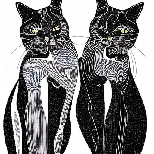 Image similar to black and white illustration creative design, two headed cat