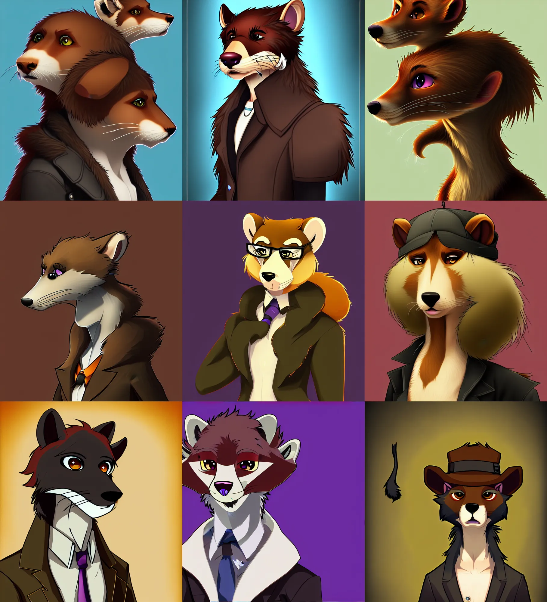 Image similar to furry - weasel - detective - fursona uhd ue 5 visual novel pc game expression art portrait