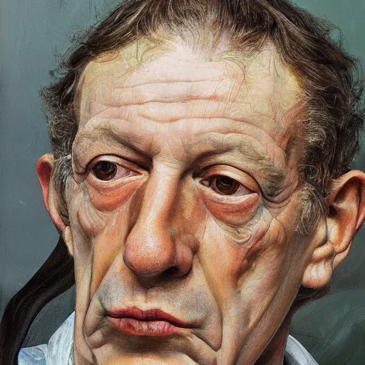 Image similar to high quality high detail painting by lucian freud, hd, myazaki portrait