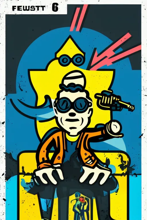 Image similar to fallout 7 6 retro futurist illustration art by butcher billy, sticker, colorful, illustration, highly detailed, simple, smooth and clean vector curves, no jagged lines, vector art, smooth andy warhol style