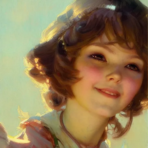 Prompt: a detailed portrait of am adorable smiling anime girl, painting by gaston bussiere, craig mullins, j. c. leyendecker