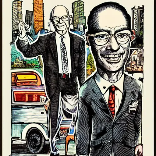 Image similar to The Artwork of R. Crumb and his Cheap Suit Klaus Schwab telling you to eat bugs, pencil and colored marker artwork, trailer-trash lifestyle