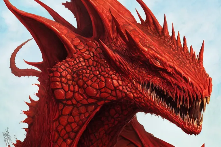 An awesome painting of red dragon, by todd | Stable Diffusion